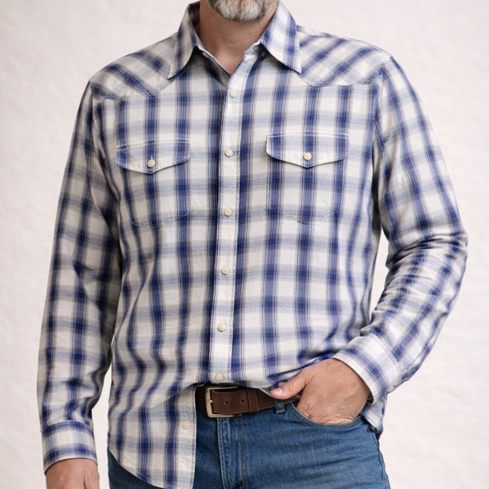 Lucky Brand Mens Western Shirt‎ Pearl Snap Button Large Rodeo Country Festival